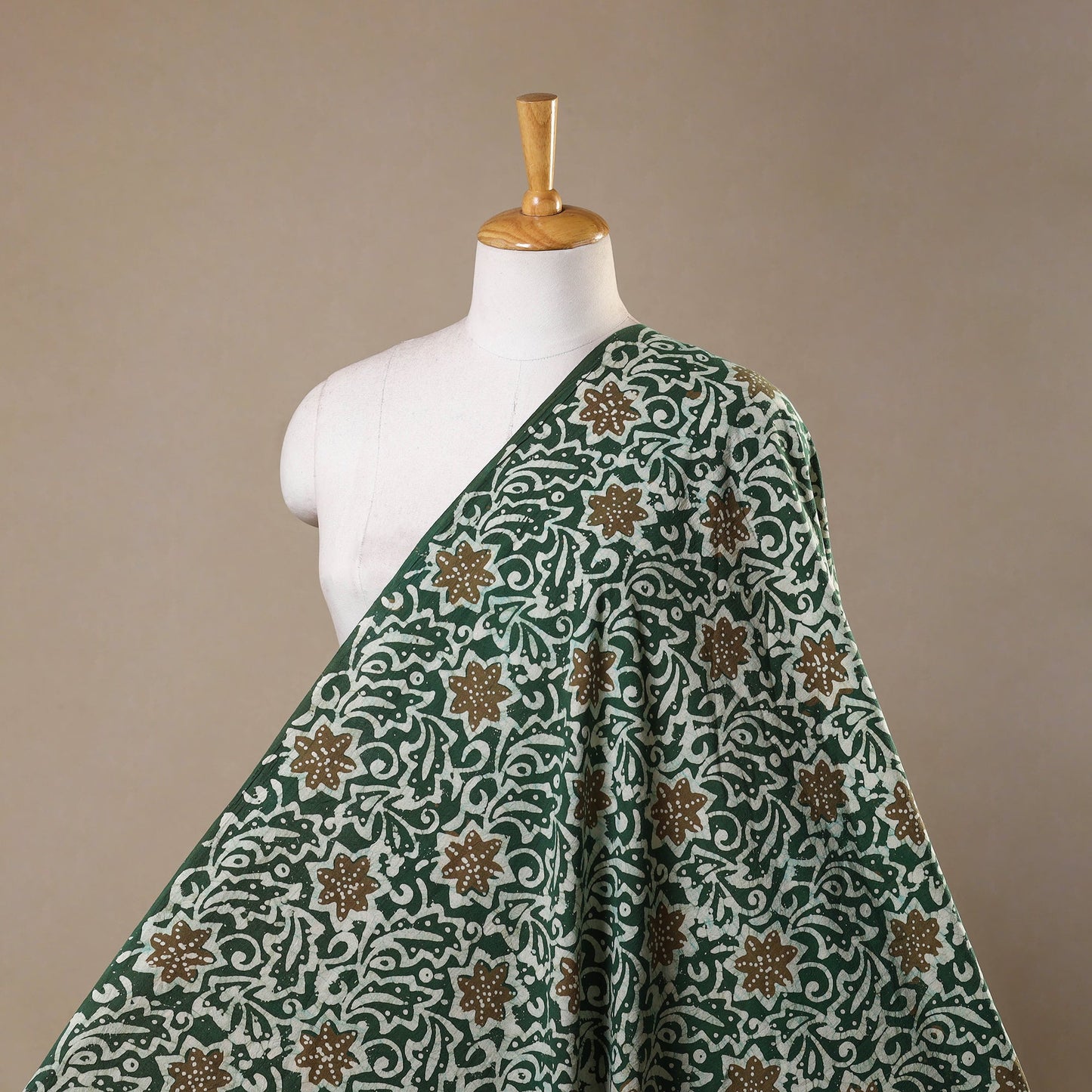 Green - kutch batik cotton fabric 01 - handcrafted