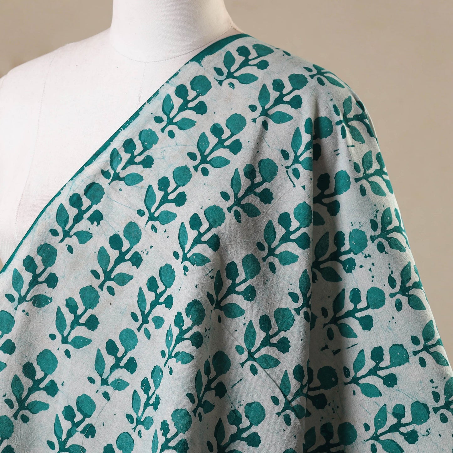 Green - kutch batik cotton fabric 05 - handcrafted
