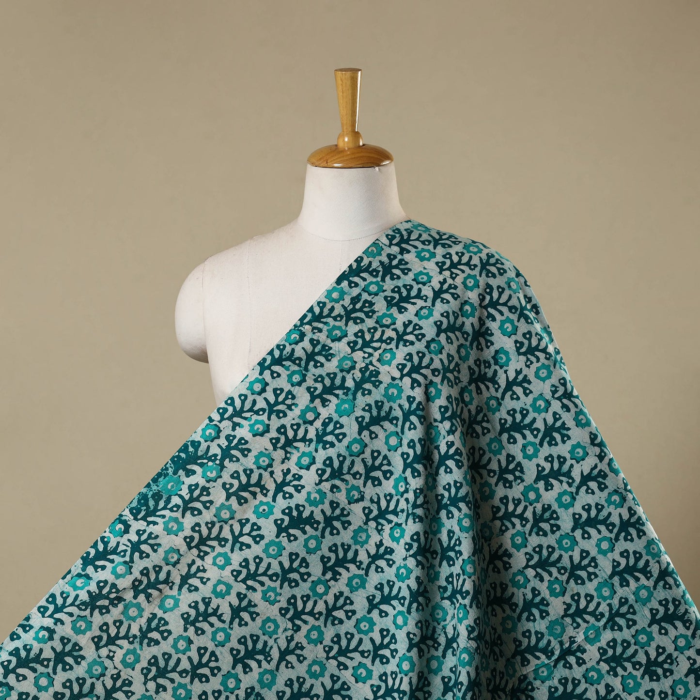 Green - kutch batik cotton fabric 15 - handcrafted