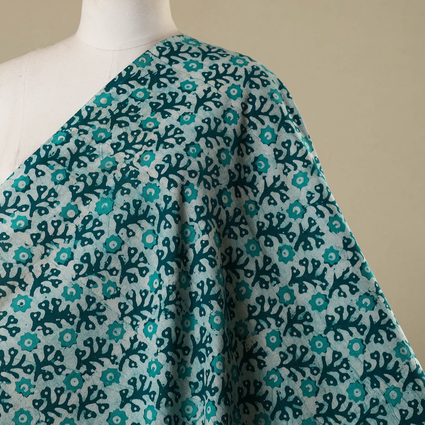 Green - kutch batik cotton fabric 15 - handcrafted