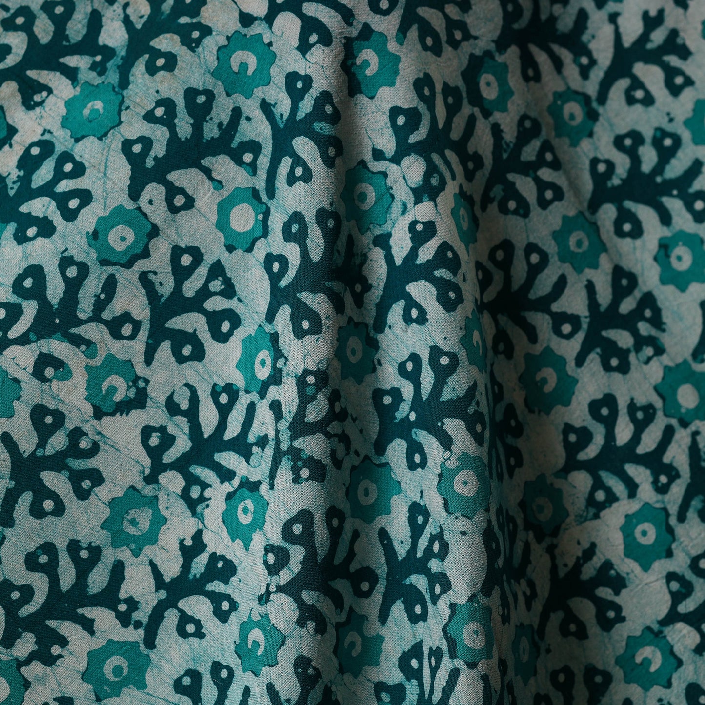 Green - kutch batik cotton fabric 15 - handcrafted