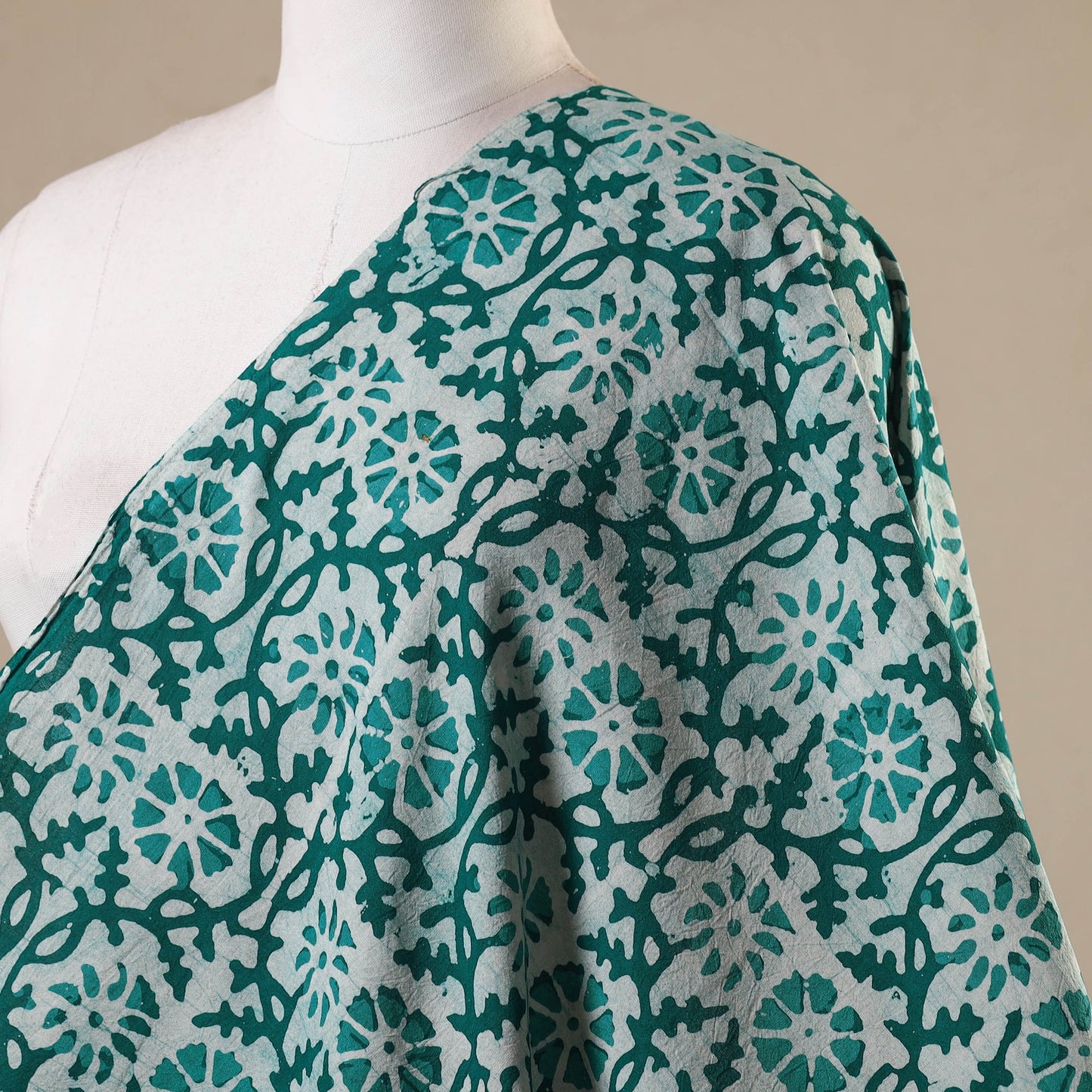 Green - kutch batik cotton fabric 17 - handcrafted