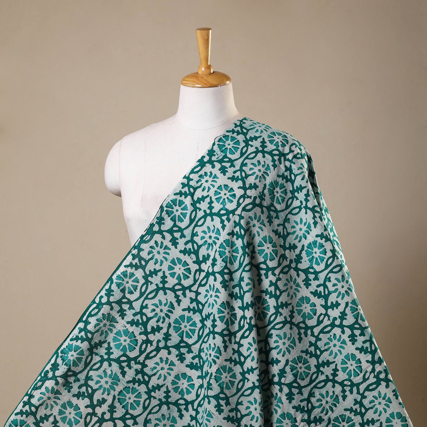 Green - kutch batik cotton fabric 17 - handcrafted