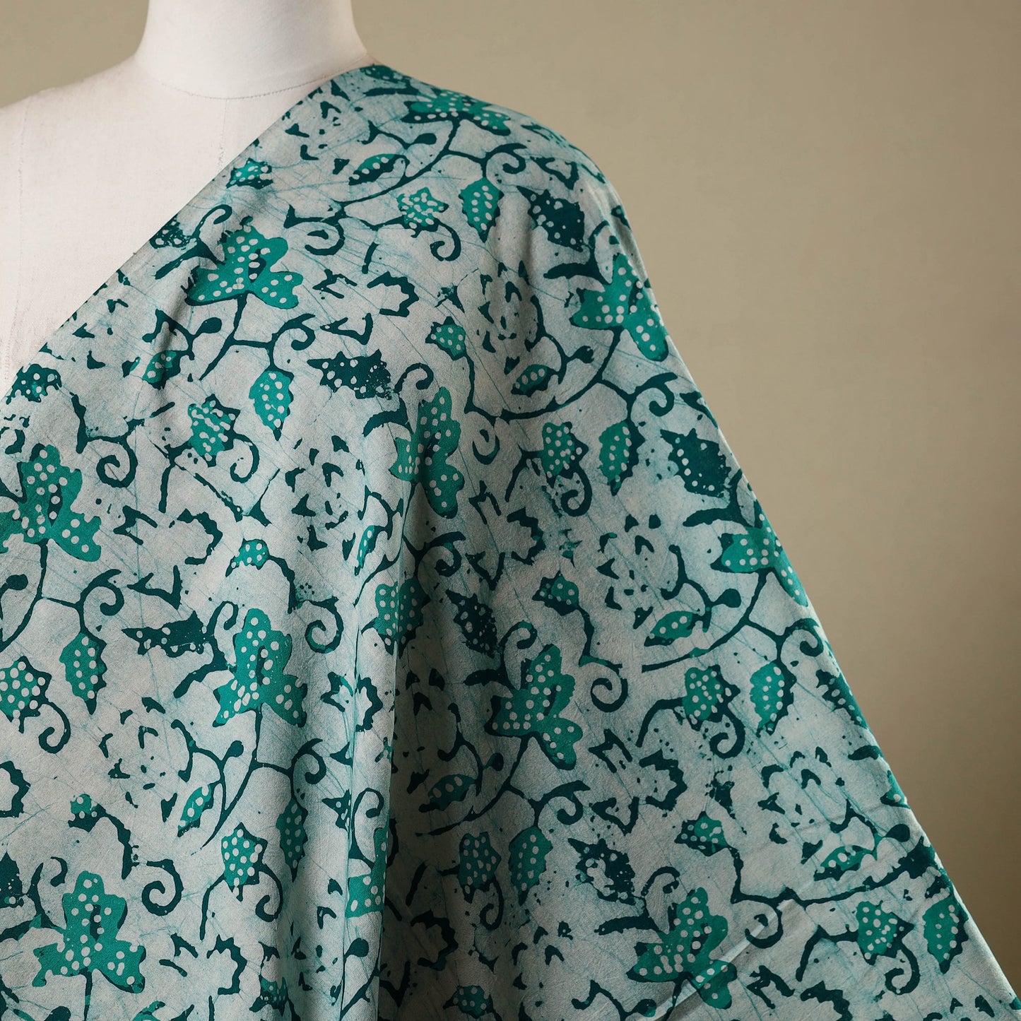 Green - kutch batik cotton fabric 33 - handcrafted