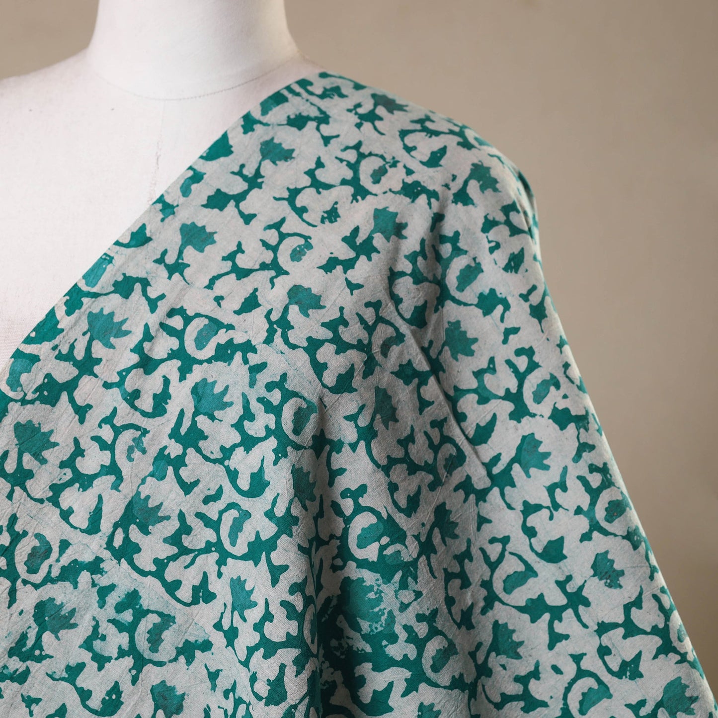 Green - kutch batik cotton fabric 36 - handcrafted