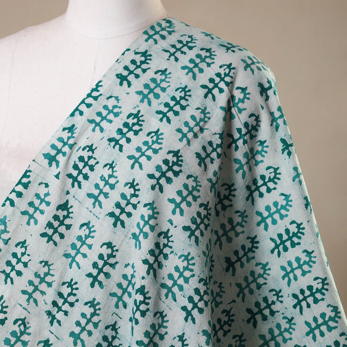 Green - kutch batik cotton fabric 37 - handcrafted