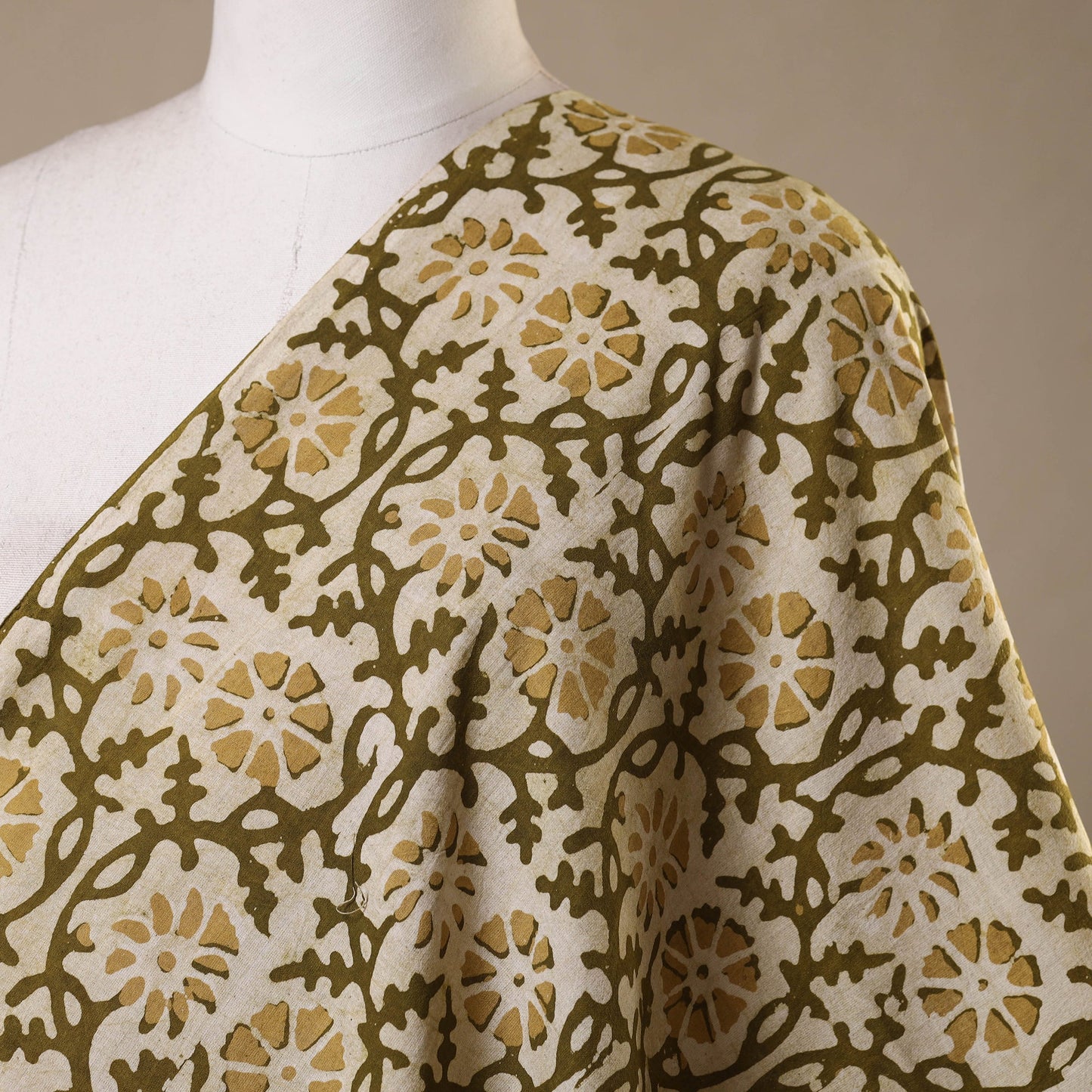 Green - kutch batik cotton fabric 74 - handcrafted