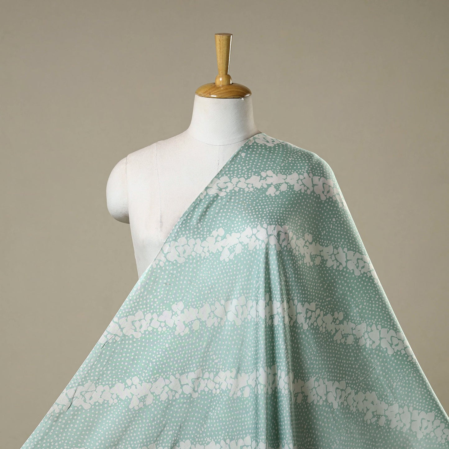 Green - kutch batik modal silk fabric 03 - handcrafted