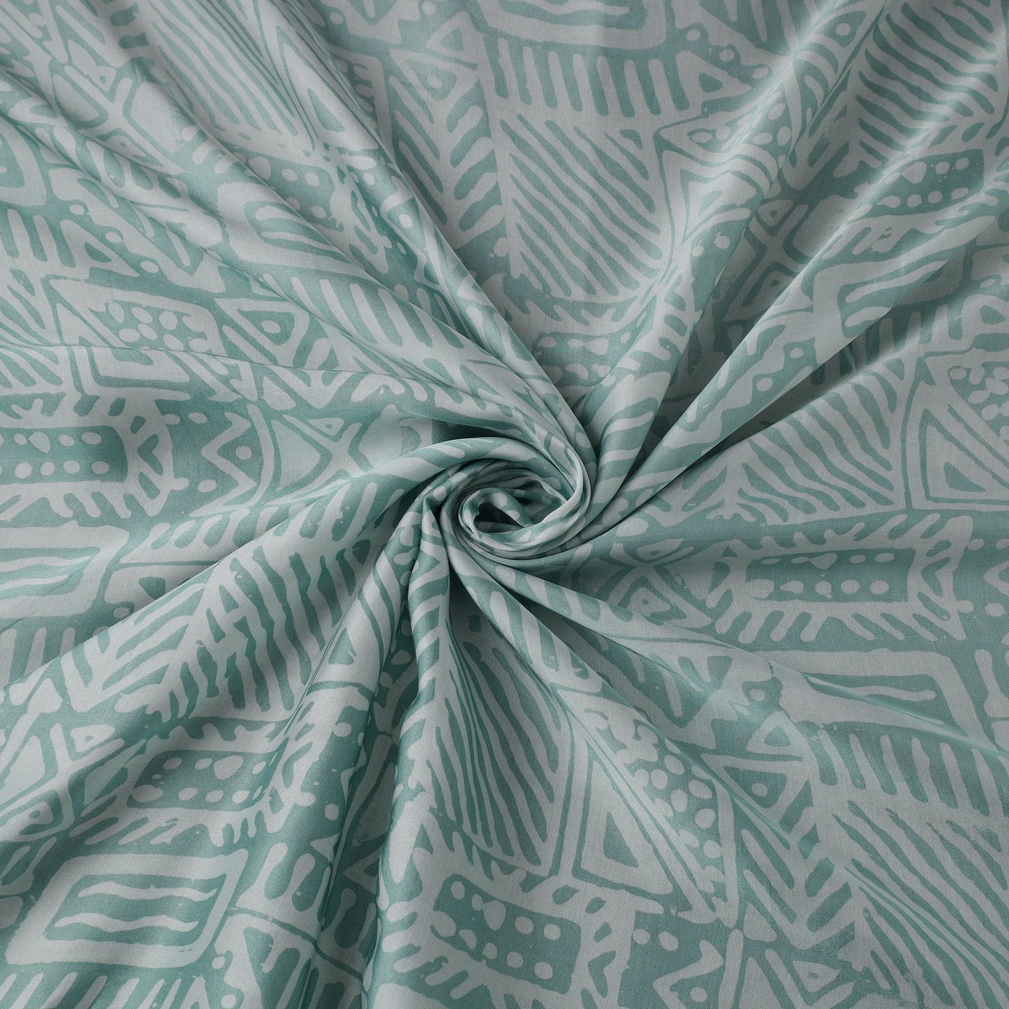 Green - kutch batik modal silk fabric 07 - handcrafted