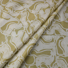 Green - kutch batik modal silk fabric 13 - handcrafted