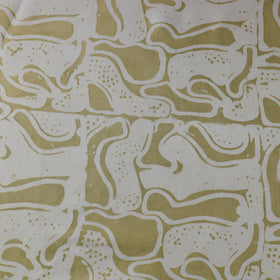 Green - kutch batik modal silk fabric 13 - handcrafted