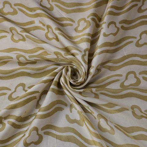 Green - kutch batik modal silk fabric 14 - handcrafted