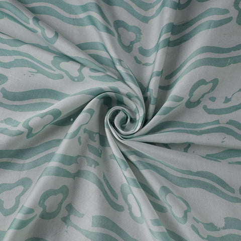 Green - kutch batik modal silk fabric 19 - handcrafted