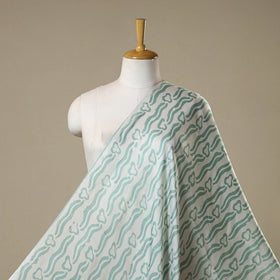 Green - kutch batik modal silk fabric 19 - handcrafted