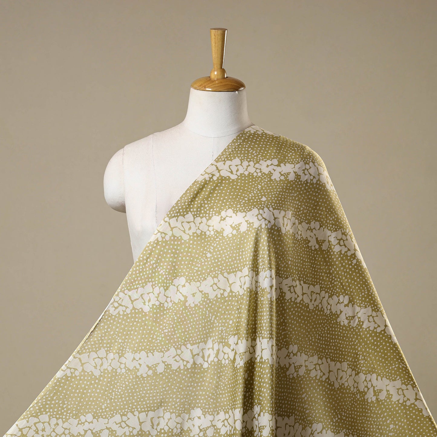 Green - kutch batik modal silk fabric 23 - handcrafted