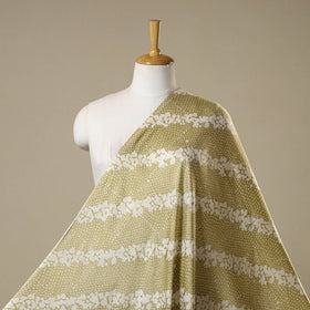 Green - kutch batik modal silk fabric 23 - handcrafted