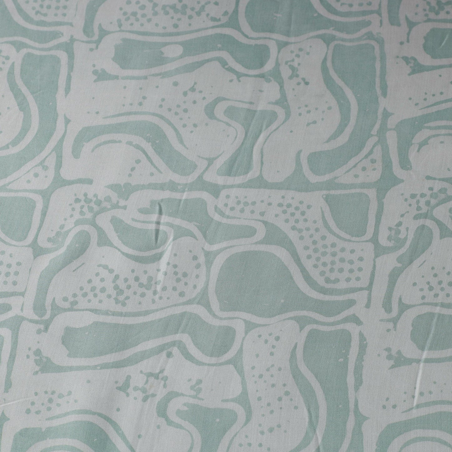 Green - kutch batik modal silk fabric 31 - handcrafted