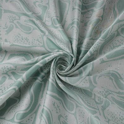 Green - kutch batik modal silk fabric 31 - handcrafted