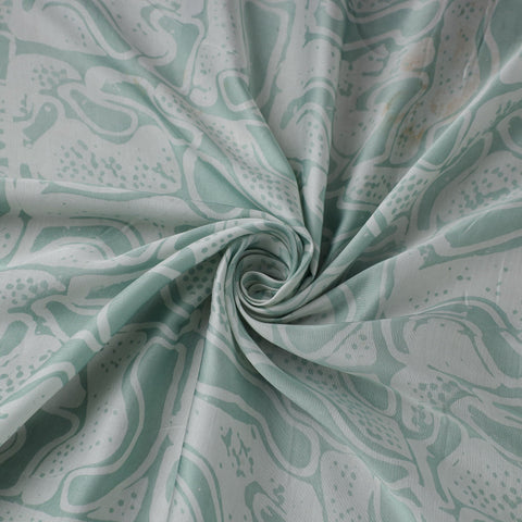 Green - kutch batik modal silk fabric 31 - handcrafted