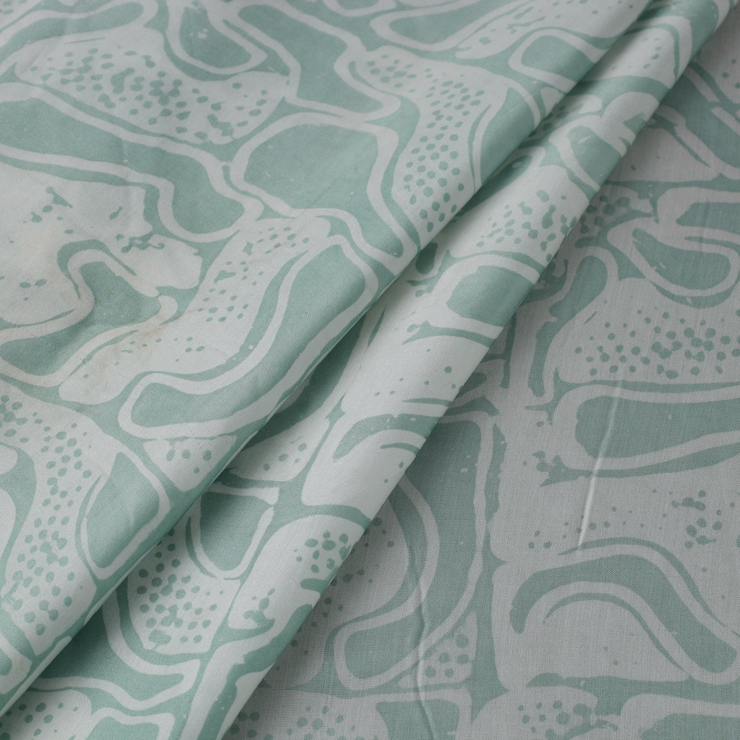 Green - kutch batik modal silk fabric 31 - handcrafted