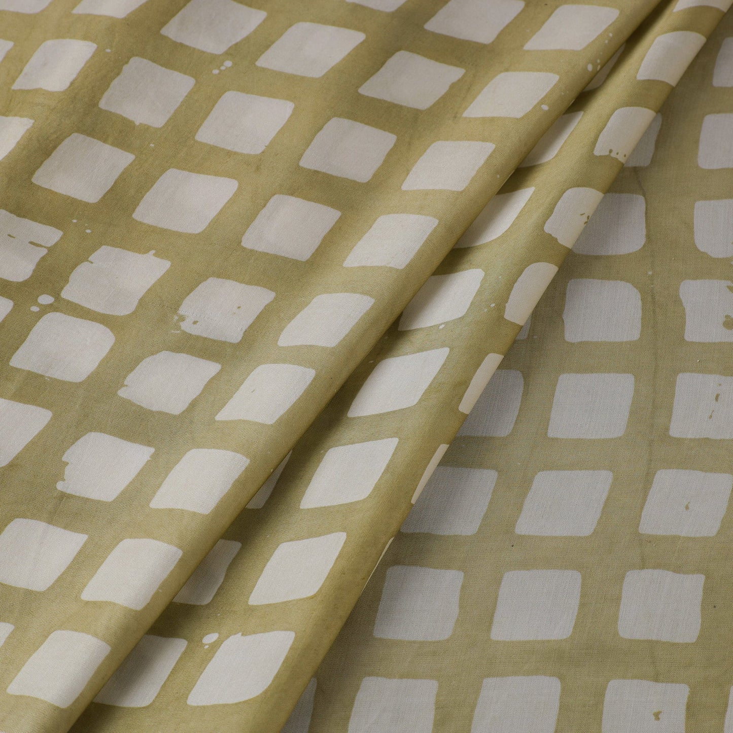 Green - kutch batik modal silk fabric 34 - handcrafted