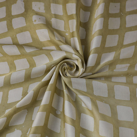 Green - kutch batik modal silk fabric 34 - handcrafted