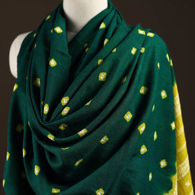 Kutch bhujodi handwoven merino wool bandhani tie-dye shawl