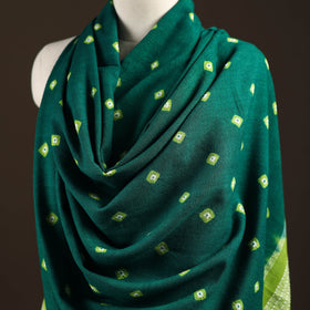 Kutch bhujodi handwoven merino wool bandhani tie-dye shawl