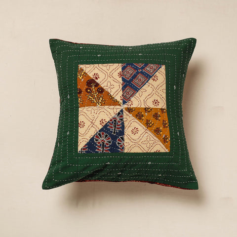  Kutch Embroidered Ajrakh Cotton Cushion Cover 