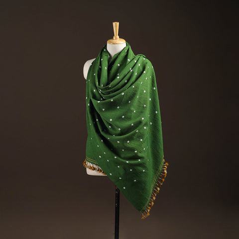 Kutch handwoven merino wool bandhani tie-dye shawl 91