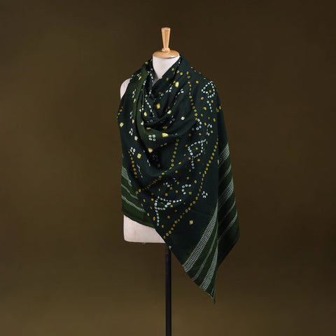 Kutch handwoven merino wool tie-dye bandhani shawl 11