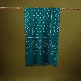 Kutch handwoven merino wool tie-dye bandhani stole 07