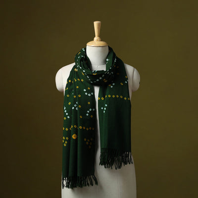 Kutch handwoven merino wool tie-dye bandhani stole 09