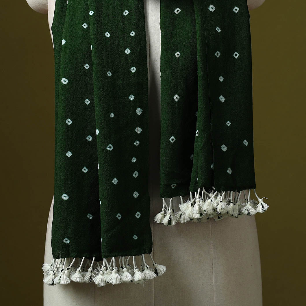 Kutch handwoven merino wool tie-dye bandhani stole 18