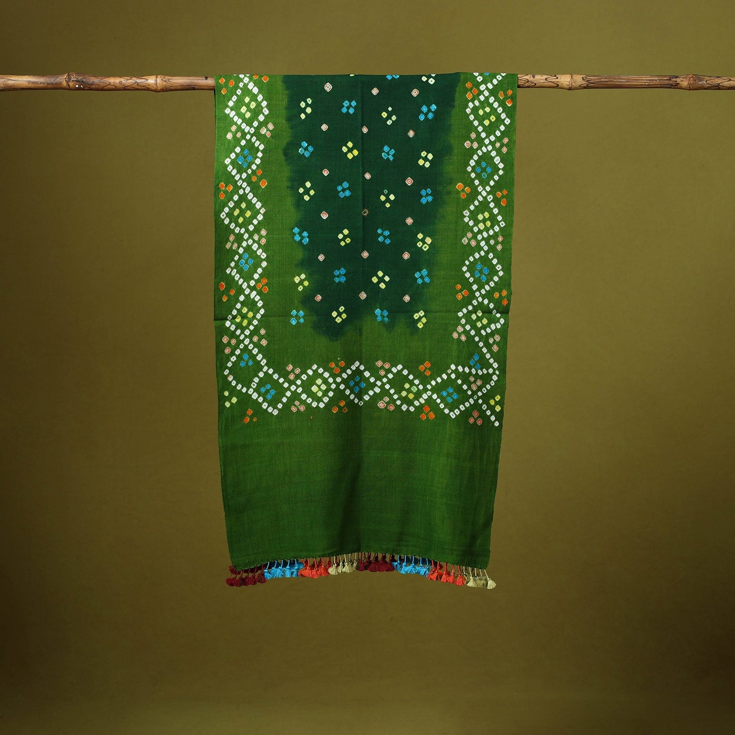 Kutch handwoven merino wool tie-dye bandhani stole 23