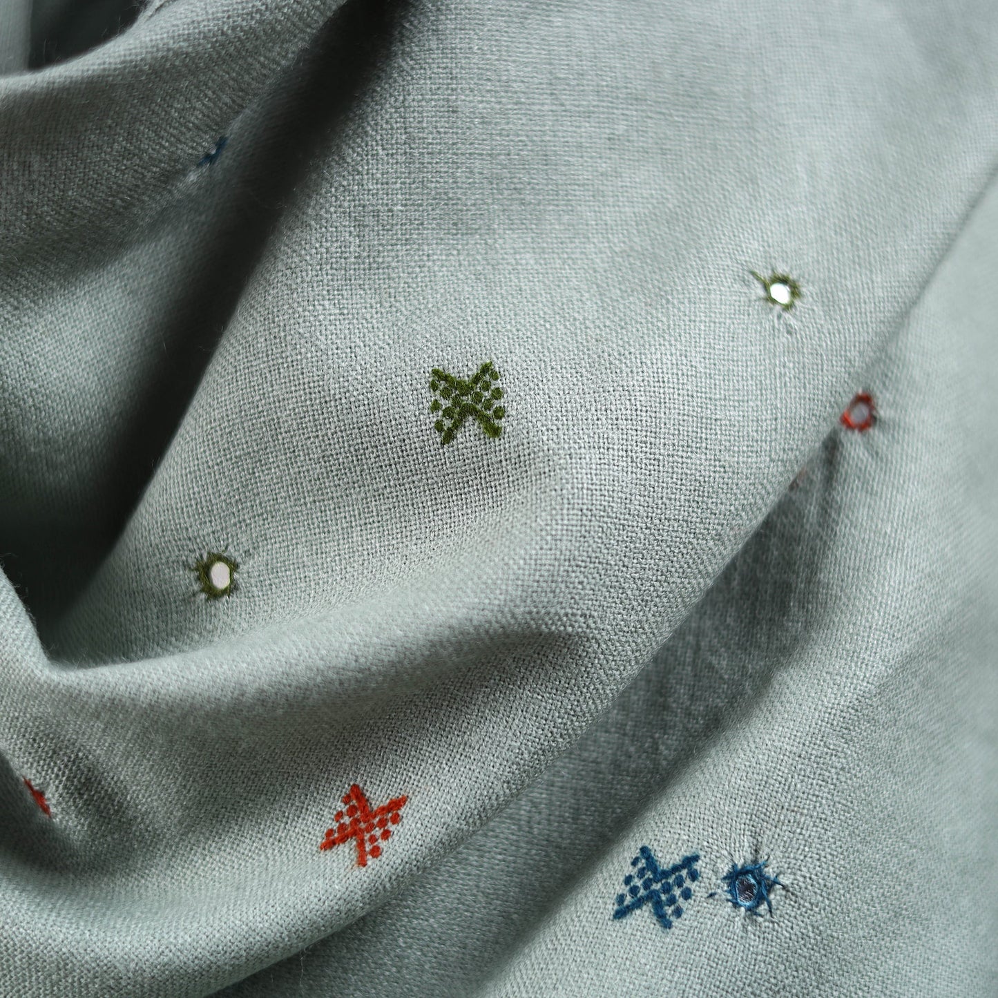 Green - kutch bhujodi handwoven mirror work acrylic wool