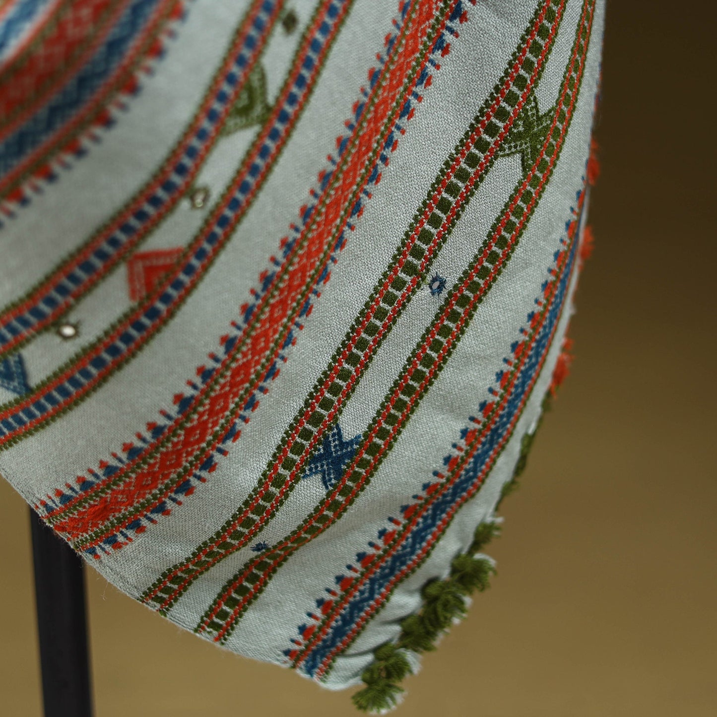 Green - kutch bhujodi handwoven mirror work acrylic wool