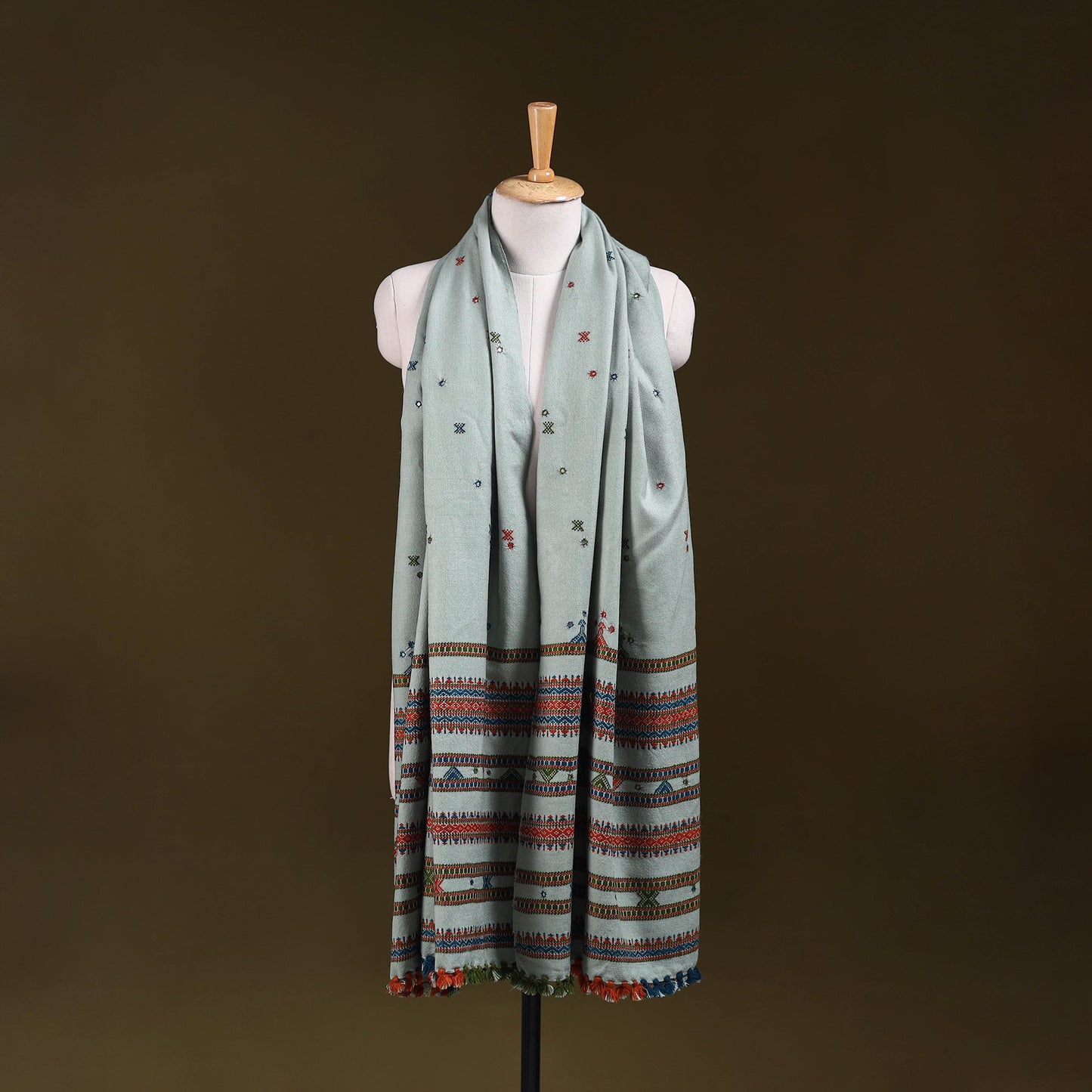 Green - kutch bhujodi handwoven mirror work acrylic wool