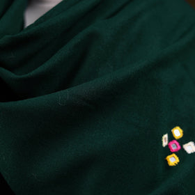 Green - kutch handwoven mirror work acrylic wool shawl 139