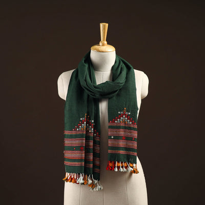 Kutch handwoven mirror work merino wool embroidered stole