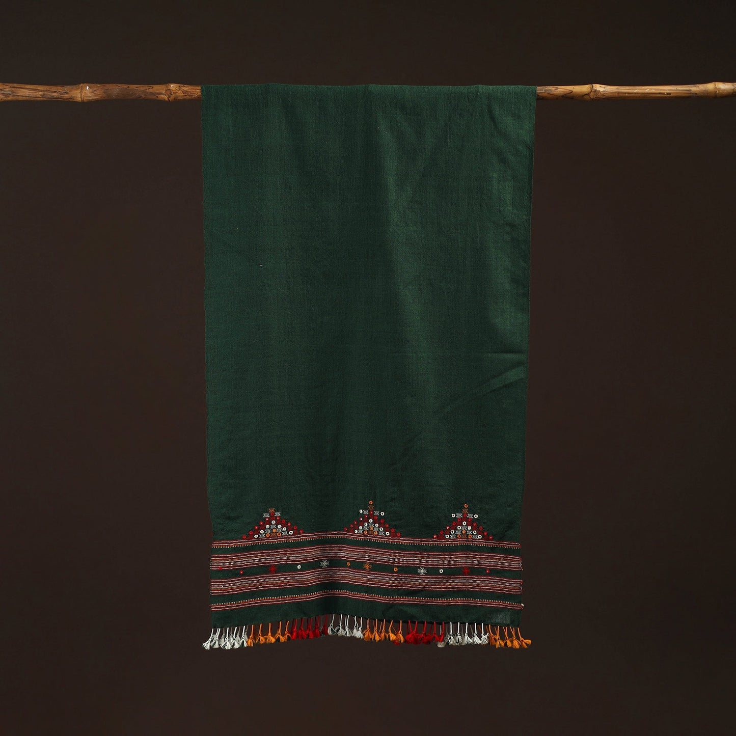 Kutch handwoven mirror work merino wool embroidered stole