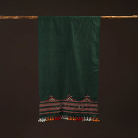 Kutch handwoven mirror work merino wool embroidered stole