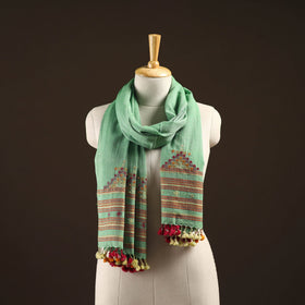 Kutch handwoven mirror work merino wool embroidered stole