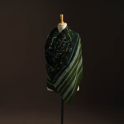 Kutch mirror work handwoven bandhani bagida woolen shawl 26