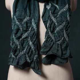 Green - kutch modal silk clamp dyed bandhani shibori stole