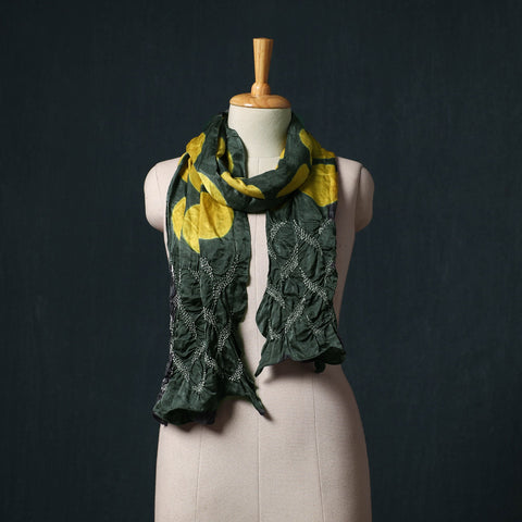 Kutch modal silk clamp dyed bandhani shibori stole 04