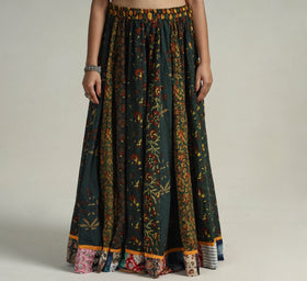 Green - kutch printed 24 kali cotton long skirt 05
