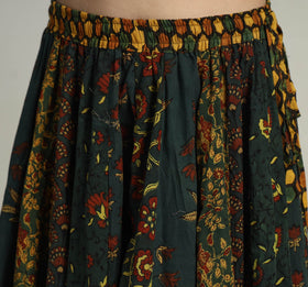 Green - kutch printed 24 kali cotton long skirt 05