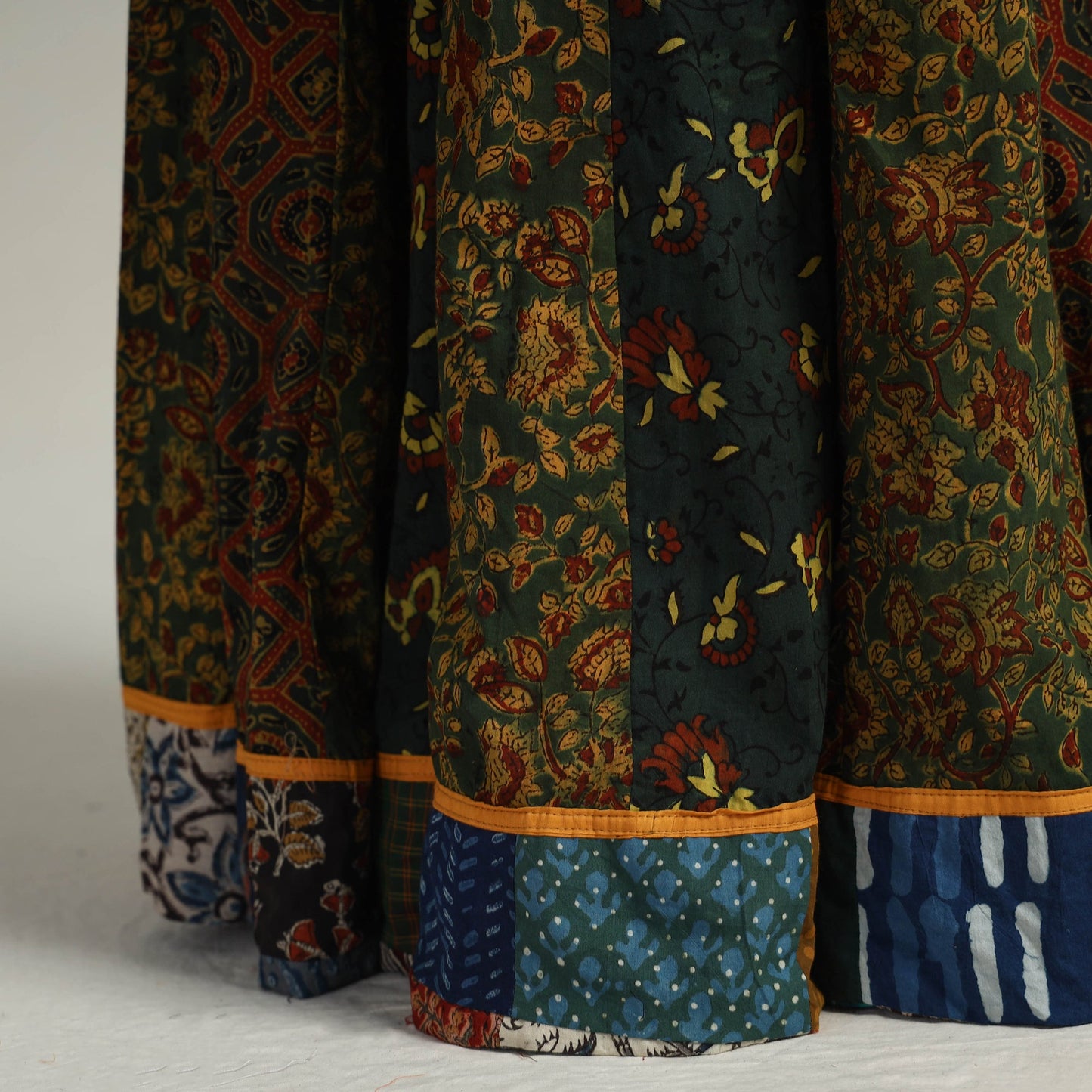 Buy Green Kutch Block Printed 24 Kali Cotton Long Skirt