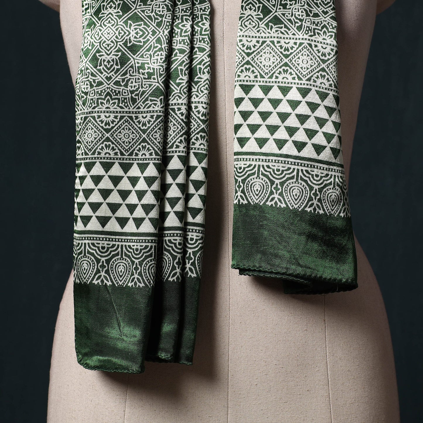Kutch printed mashru silk stole 28 - handcrafted
